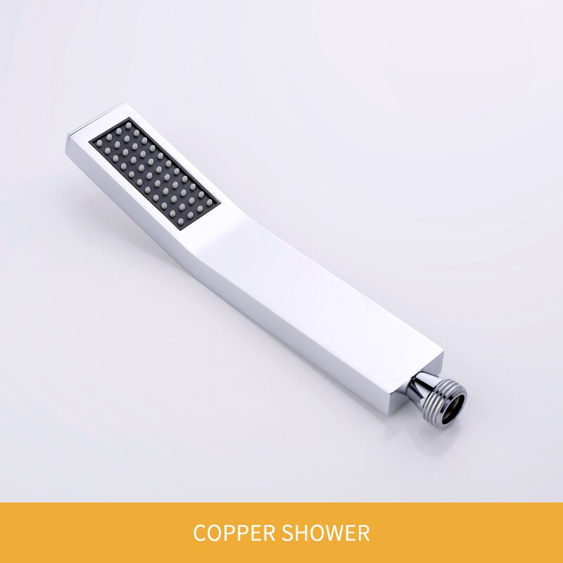 Square Solid Brass Chrome Hand Held Shower Head With Wall Connector and Stainless Steel Shower Hose: Hand shower only
