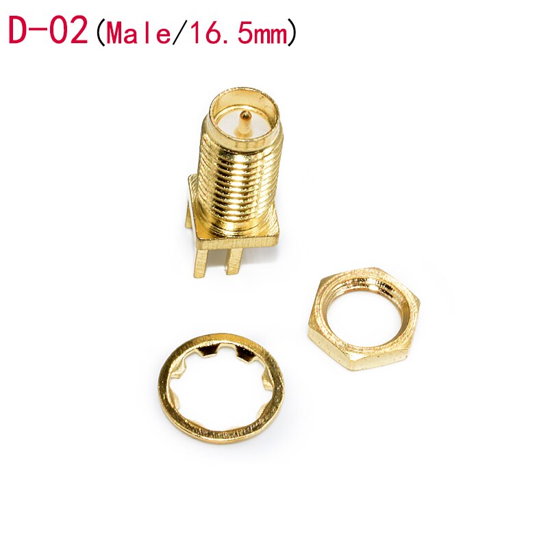 5Pcs SMA Male Female Jack Adapter Solder Edge PCB Straight Mount RF Copper Connector Plug Socket: D-02-Male-16.5mm