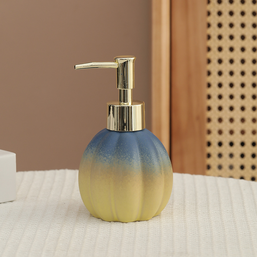 zeepdispenser Pompoen keramische fles voor handdesinfecterend middel, shampoo en douchegel, druk- en doseerfles, decoratie, dispenser: Paars