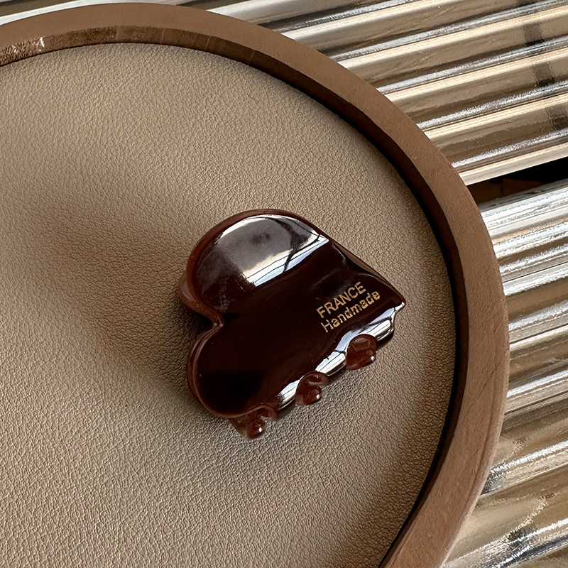 Pince à cheveux en acide acétique, 1/5 pièces, pince à cheveux créative en forme de cœur pour femmes et filles, pince à cheveux exquise à moitié attachée, accessoires pour cheveux: Chocolat