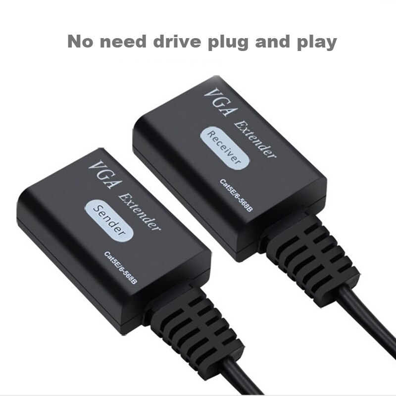 60M Vga Extender Over Ethernet Cat6/5 Kabel 30M Vga Naar RJ45 Extender Ontvanger Sender Adapter 1080P Voor Dvr Monitor Hdtv