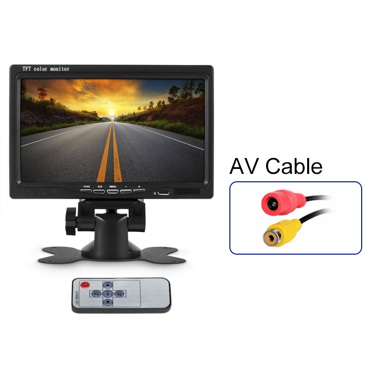 GreenYi-pantalla LCD TFT a Color para coche, Monitor de visión trasera para camión, autobús, vehículo con Control remoto IR, 800x480, 7 pulgadas: AV Calbe