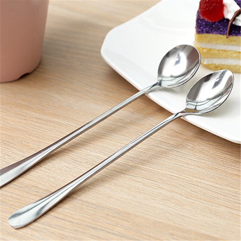1Pc Lange Steel Koffielepel Roestvrijstalen Theelepel Ijs Dessert Thee Lepel Keuken Dingen Huishoudelijke Dingen