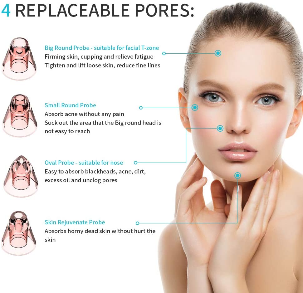 Limpiador de Poros, Xpreen Extractor de Puntos Negros Limpiador Facial Blackhead Remover Eliminador Puntos Negros Electrónico Re