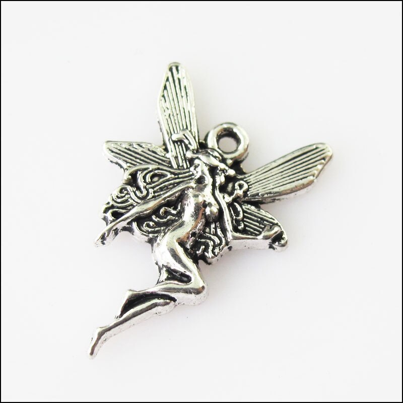 20Pcs Antiqued Zilver Kleur Dancing Fairy Angel Wings Charms Hangers 15x21mm