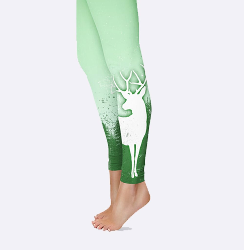 Jigerjoger sportschool zuurgroene rendierleggings veelkleurige geometrische patronen sublimatie polyester leggings gratis