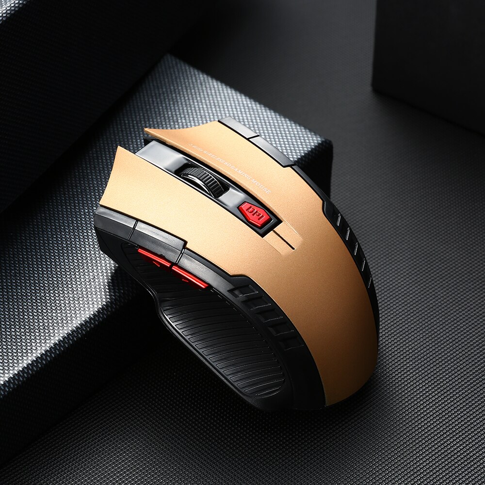 2.4G Gaming Muis Draadloze Optische Muis Spel Draadloze Muizen Met Usb Ontvanger Muis Voor Pc Gaming Laptops: gold