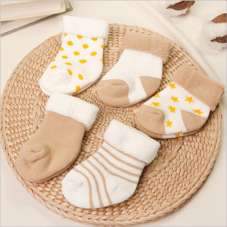 5 pares/lote bebê meias de algodão de inverno infantil meias do bebê menina menino antiderrapante 0-6 meses toddle recém-nascidos meias curtas: style 6