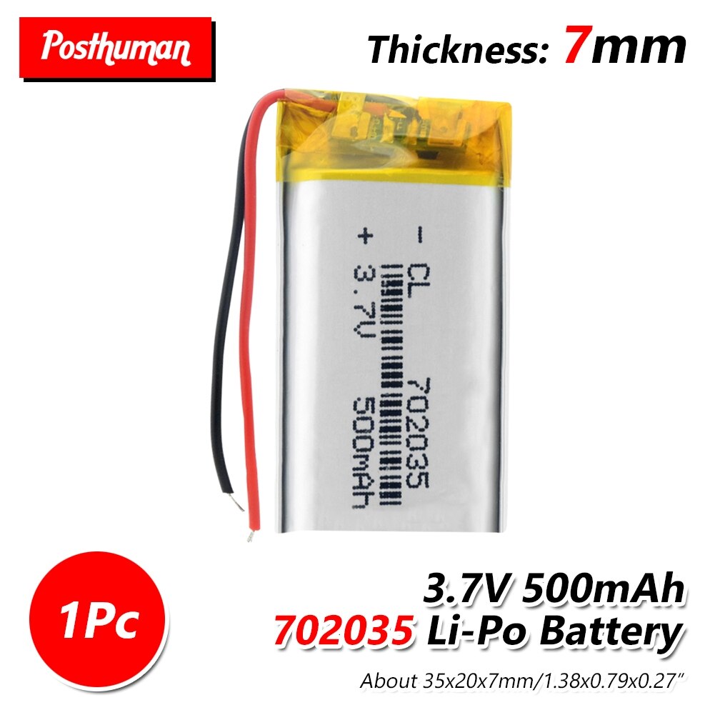 702035 batterie polymère Rechargeable 500 mah 3.7V Li-ion batterie pour haut-parleurs maison intelligente dvr GPS mp3 mp4 batterie externe lecteur de jeu: 1Pc