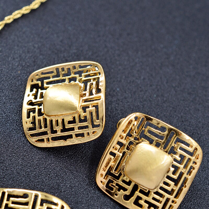 ZEA Dear Jewelry Classic Square Jewelry Set For Women Necklace Earrings Pendant Big Jewelry Findings For Party