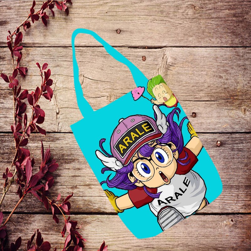 1 Uds lindo Arale Anime hombro de la lona bolsas Casual Bolsa Tote de dibujos bolso de Viaje unisex: see chart8