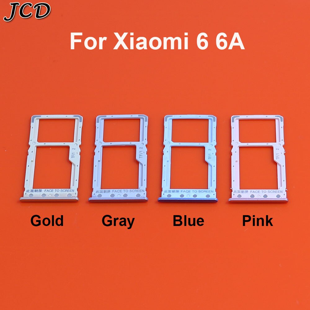 JCD For Xiaomi Redmi 6 6A Micro Sim Card Holder Slot Tray Replacement Adapters blue gray gold pink