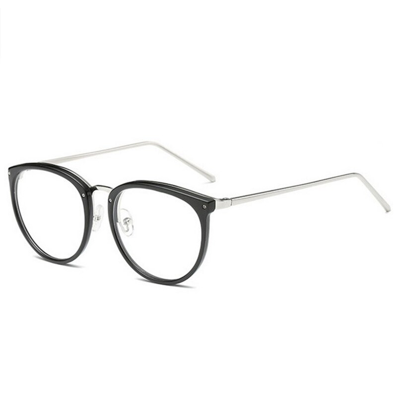 #39 optiske gjennomsiktige briller kvinner nærsynthet briller innfatning metall briller klare linser kvinners briller: Svart