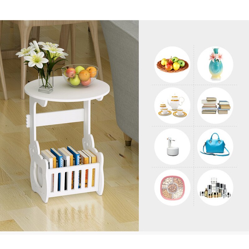 Mini Plastic Round Coffee Table Coffee Table Home Living Room Storage Rack Bedside Table Small Round Table