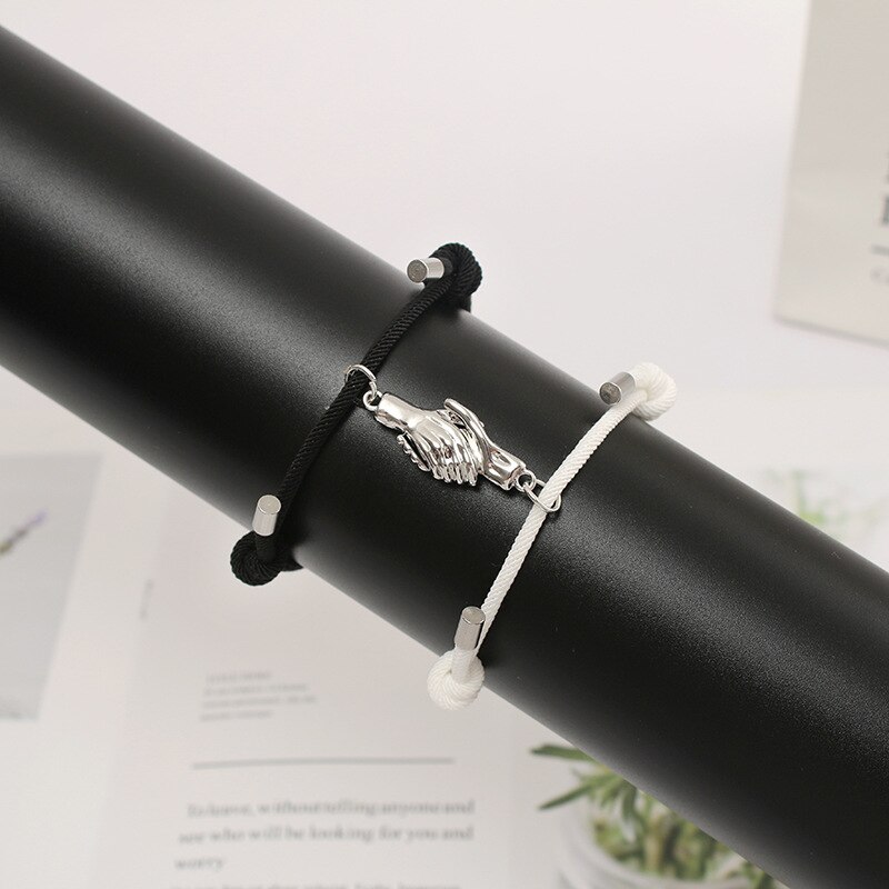 2 paia/pz braccialetto magnete di Design a forma di mano braccialetto intrecciato alla moda in corda di milano bracciale regolabile abbinato coppia gioielli Bijoux