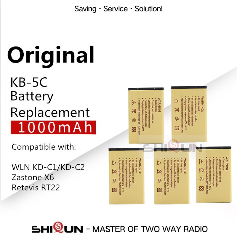 Kb -5c 1000 mah li-ion batteri til wln kd -c1 kd-c2 kd-c10 kd-c50 kd-c51 kd-c52 kompatibelt  rt22s rt15 nk-u1 x6 rt22 rt622 batteri: 5 stk