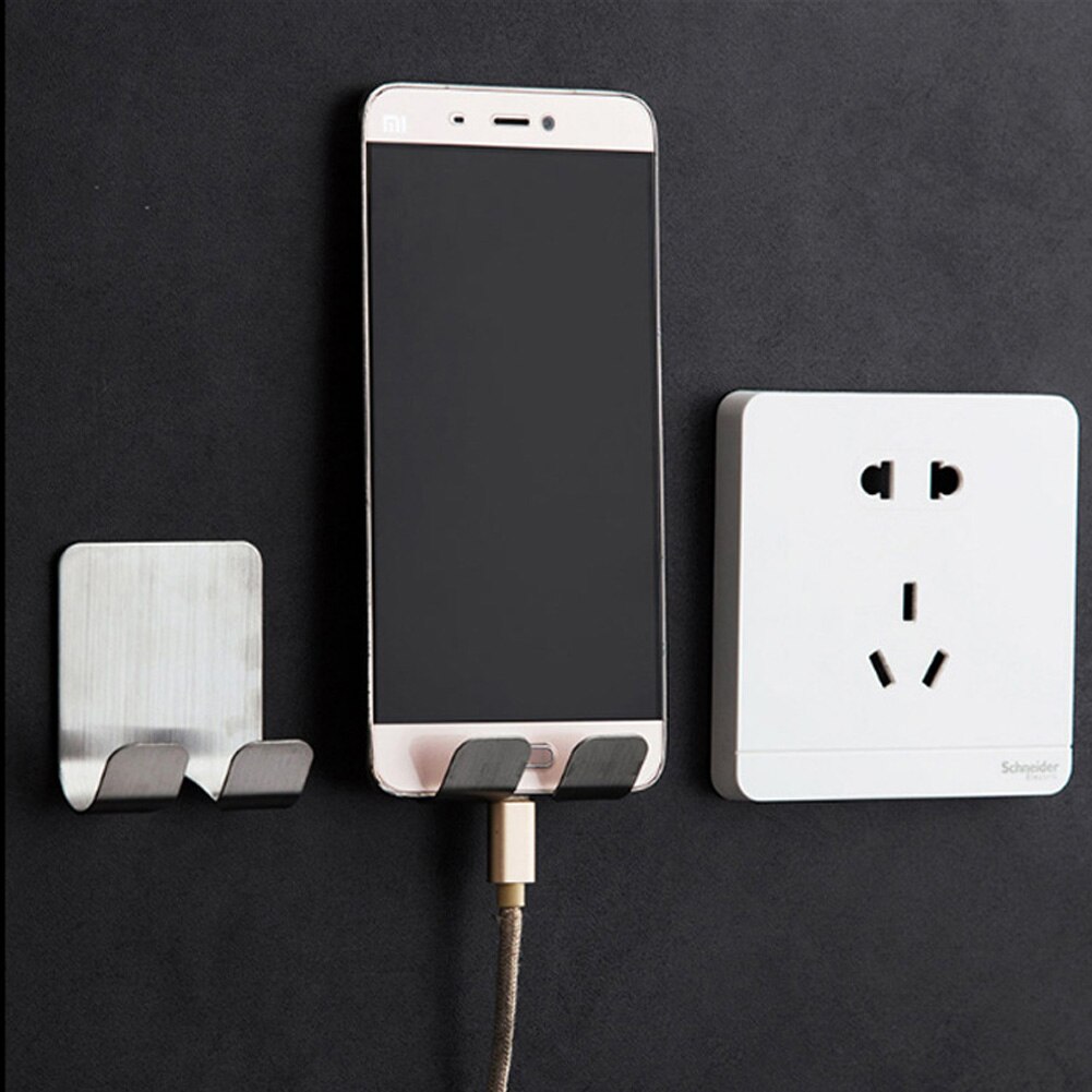 Multifunction Razor Horder Self Adhesive Practical Stainless Steel Hanger Socket Rack Self Adhesive Plug Hook Double Socket Rack