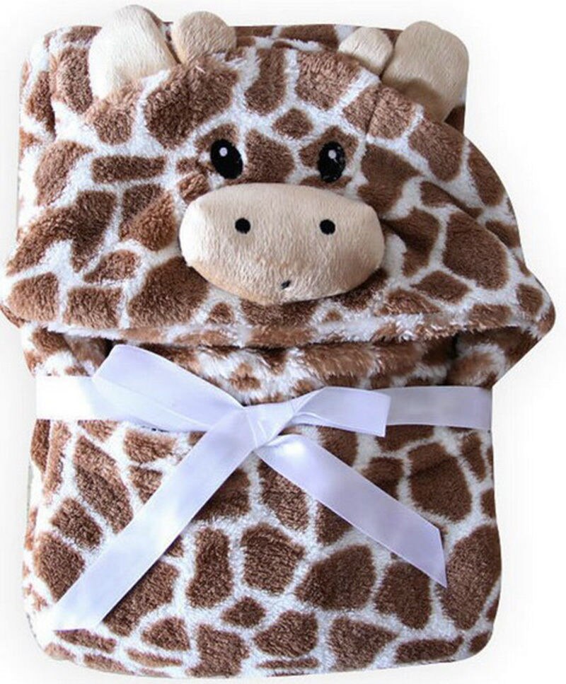 100cm søde baby bjørn formet hætteklædte badekåbe blødt nyfødt håndklæde giraf håndklæde tæppe baby badehåndklæde spædbarn tegneserie mønster håndklæde: Multi