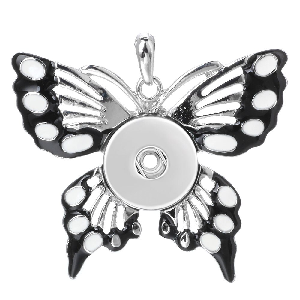 Colorful Butterfly Snap Button Pendant Jewelry Fit 18mm Metal Snap Buttons Jewelry Snap Pendant Necklace ZG146