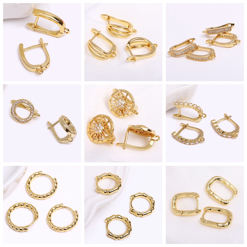 Ganchos para pendientes chapados en oro de 14 quilates, pendientes redondos de aro para suministros de joyería, sujetadores para pendientes, accesorios para pendientes DIY