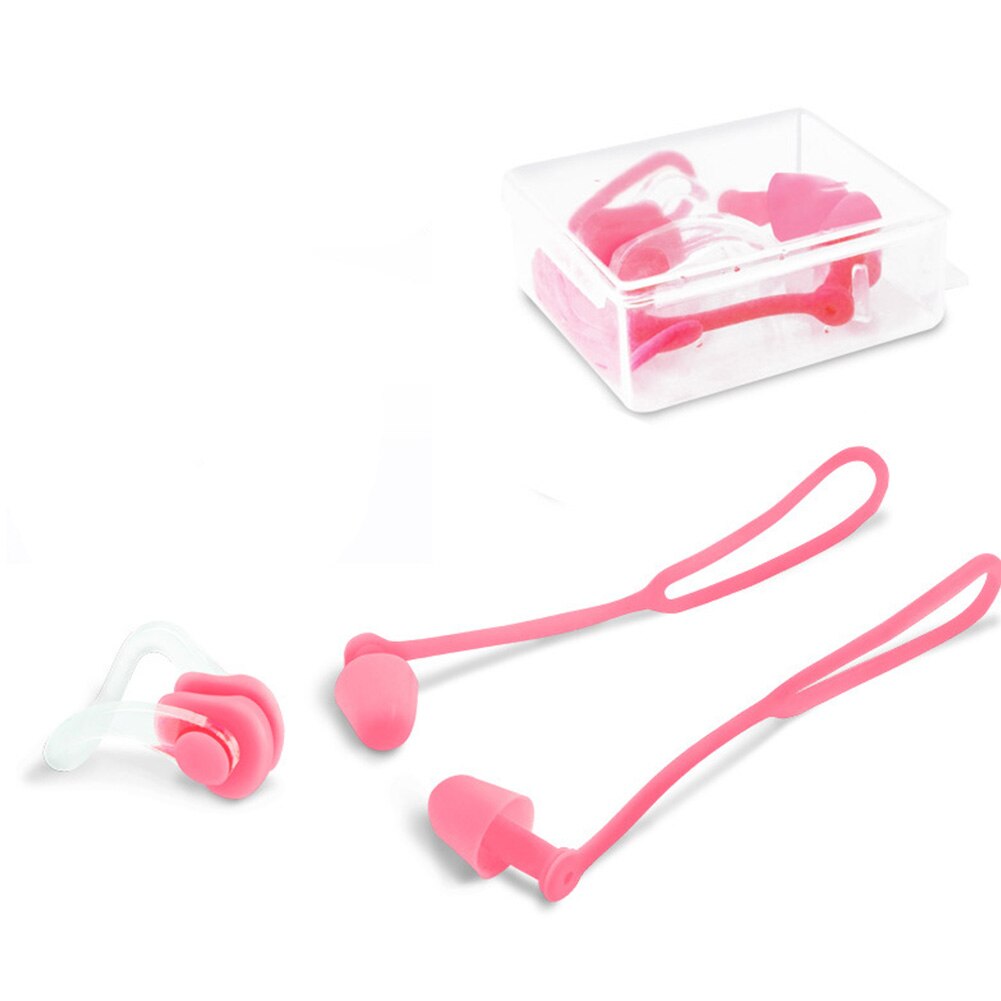 Waterproof Soft Swimming Earplugs Nose Clip Case Protective Prevent Water Protection Ear Plug Soft Silicone Swim Dive Supplies~