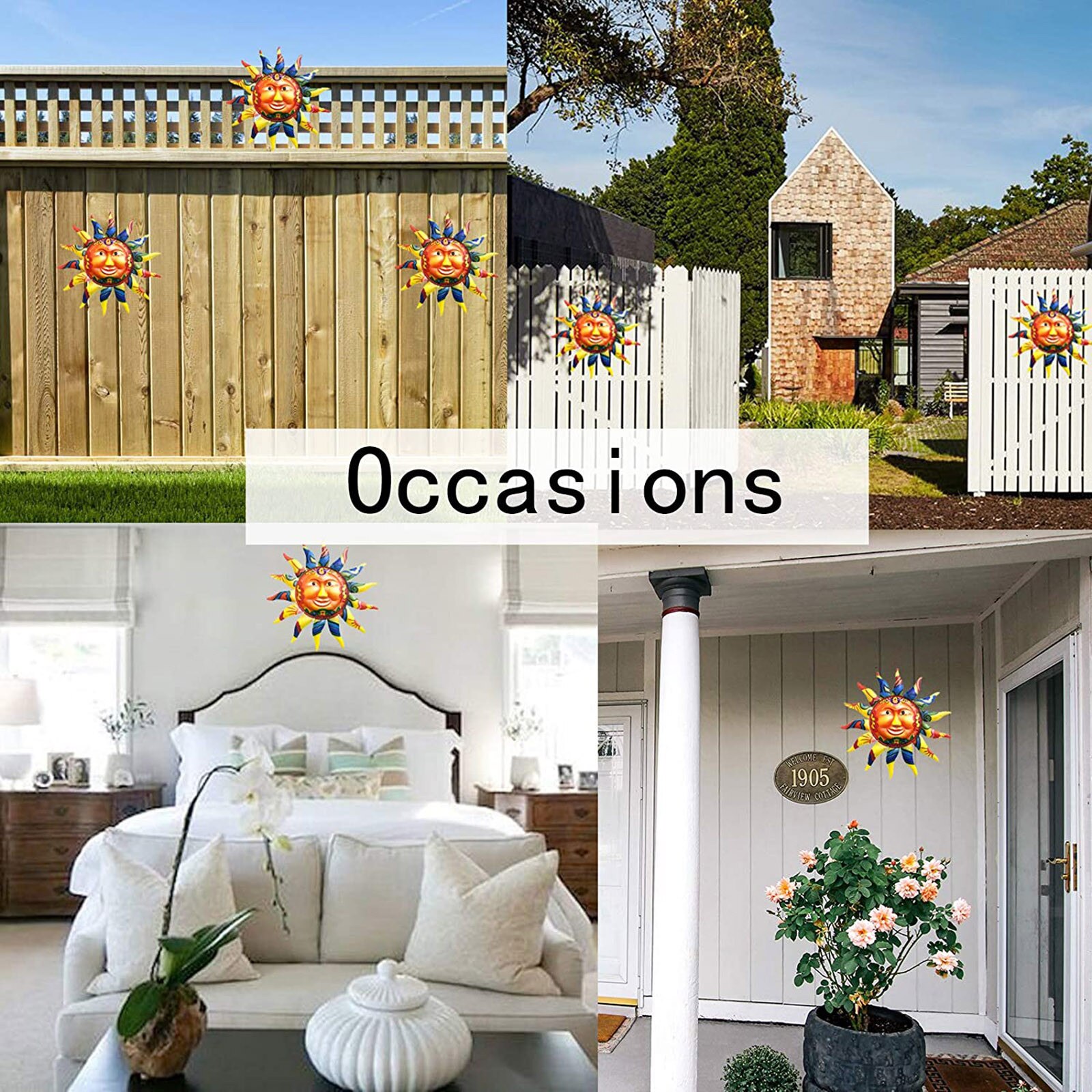 12.7 Inch Stylish Metal Sun Wall Art Decor Hanging Vivid Handmade Painting Home Decoration For Home Garden DIY Wall Decor