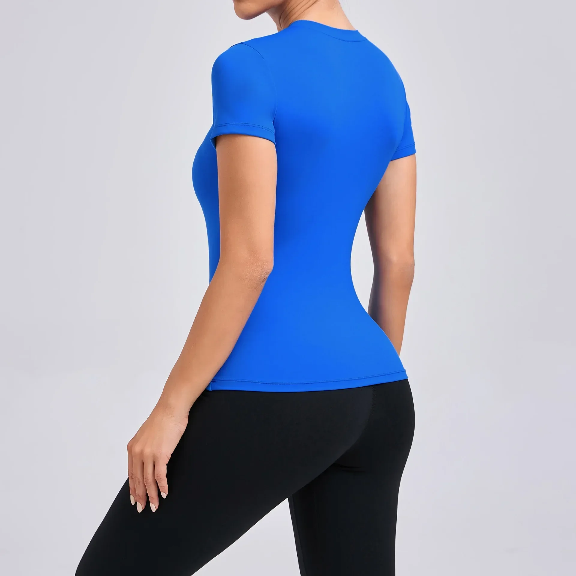 Kompressionströja dam t-shirt sportkläder dam gymtopp yogakläder träningskläder röd svart vit marinblå kaffe
