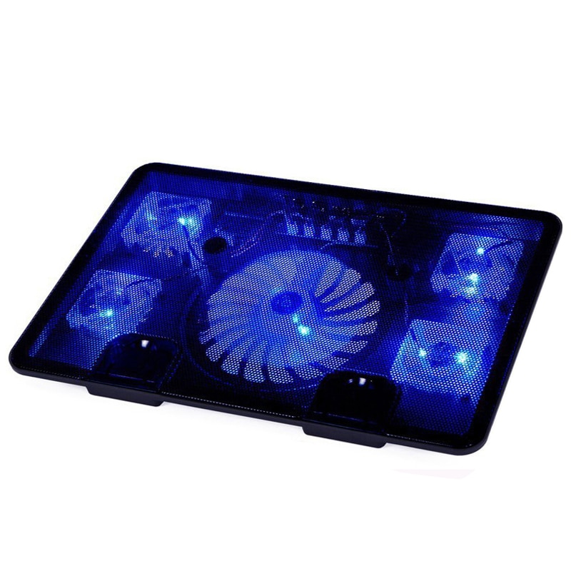 NA JU Laptop Koeler Pad 14 "15.6" 17 "met 5 fans 2 Usb-poort slide-proof stand Notebook Cooling Ventilator met licht