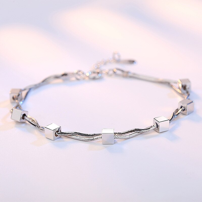 925 Sterling Silber Stern Kasten Stil Schlange Kette Charme Armbinde Silber Schmuck Armbinde Für Frauen Einfache Zubehör