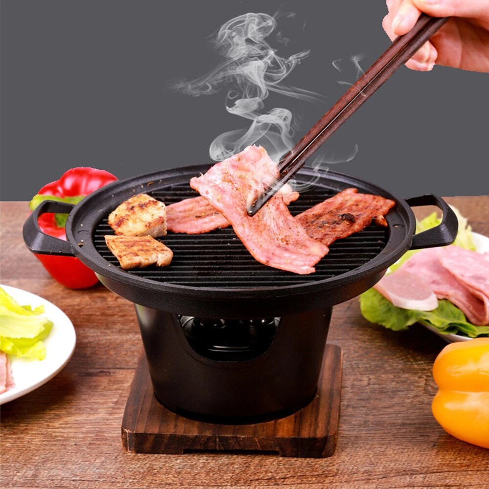 mini barbecue forno griglia giapponese una persona cucinare casa cornice in legno stufa ad alcool BBQ giardino esterno strumento per arrostire la carne