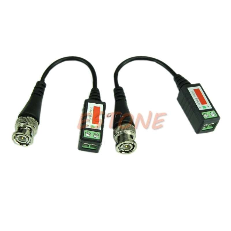 2pc BNC Connector Coaxial Cable Adapter CCTV Camera Passive Video Balun