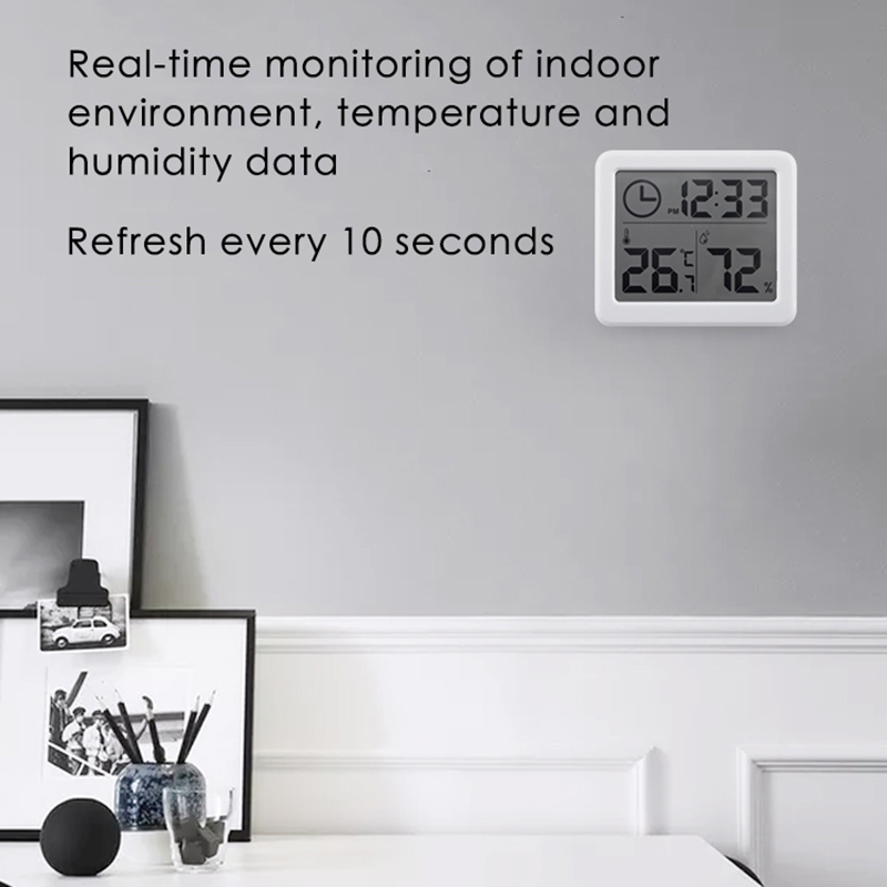 Junejour multifunktions termometer hygrometer automatisk elektronisk temperatur fugtighedsmonitor ur stor lcd-skærm