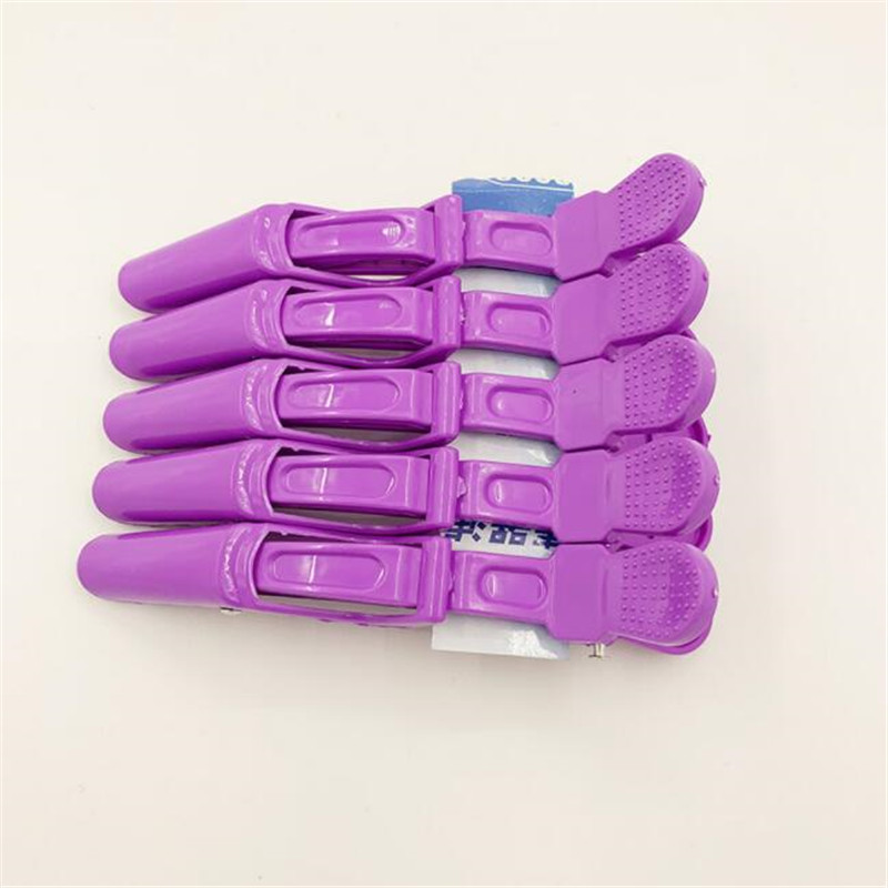 Pinzas de plástico para el pelo para peluquería, pinzas de cocodrilo, Sección de garra, accesorios para peluquería, 5 unids/lote: COFFEE