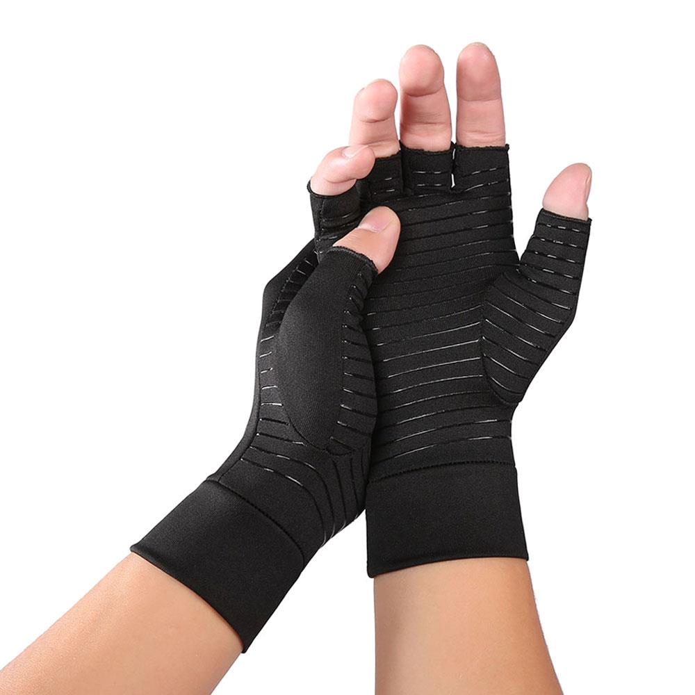 Fibroarthritis Druk Handschoenen Gezondheidszorg Half Vinger Handschoenen Katoen Fiber Accessoires Fysiotherapie Therapie 3 Size Zwart