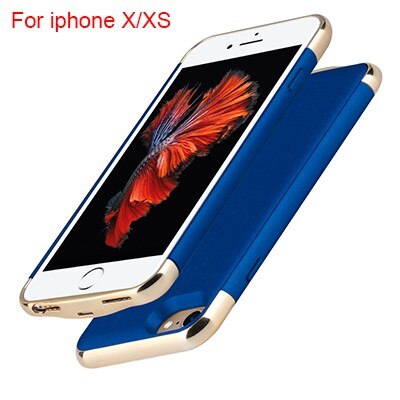 Voor iphone 6 6s 7 8 batterijlader case ultradunne externe back-up lader case voor iphone x  xs 6 6 s 7 8 plus powerbank case: Iphone x xs blauw