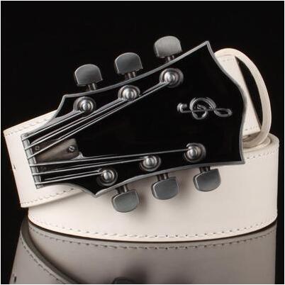 Men belt metal buckle belts Retro guitar Street Dance accessories Performance apparel hip hop waistband novel belt: G