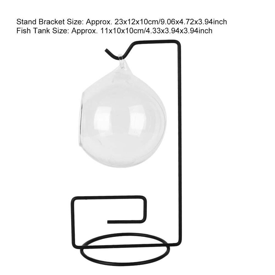 Mini FishTank Aquarium Desktop Hanging Glass Transparent Mini Fish Tank Metal Stand Bracket Aquarium Home Decoration Fish Tank