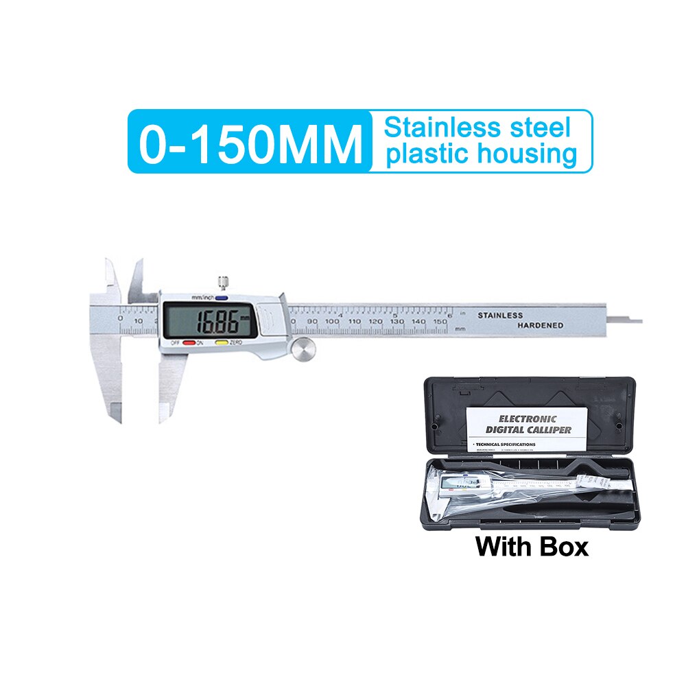 0-150/200mm Electronic Digital Vernier Caliper Stainless Steel/Plastic Metal Micrometer Ruler Measuring Tool Gauge Instrument: 0-150mm D