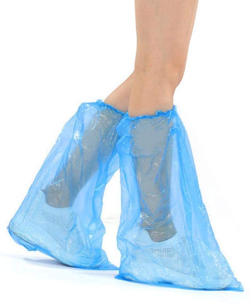 10 Pairs Disposable Boot Covers Waterproof Rain Shoe Covers Anti-Slip Long Shoes Covers