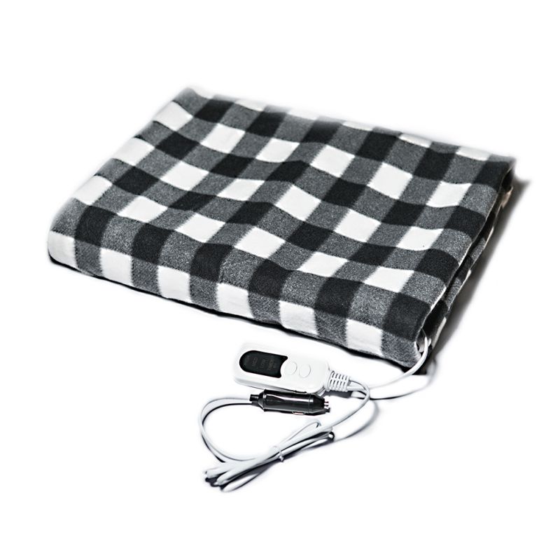 Automotive Elektrische Dekens Fleece Rode Plaid 12V Verwarmde Smart Multifunctionele Reizen Elektrische Auto Deken Met Hoge Lage Temp: Black