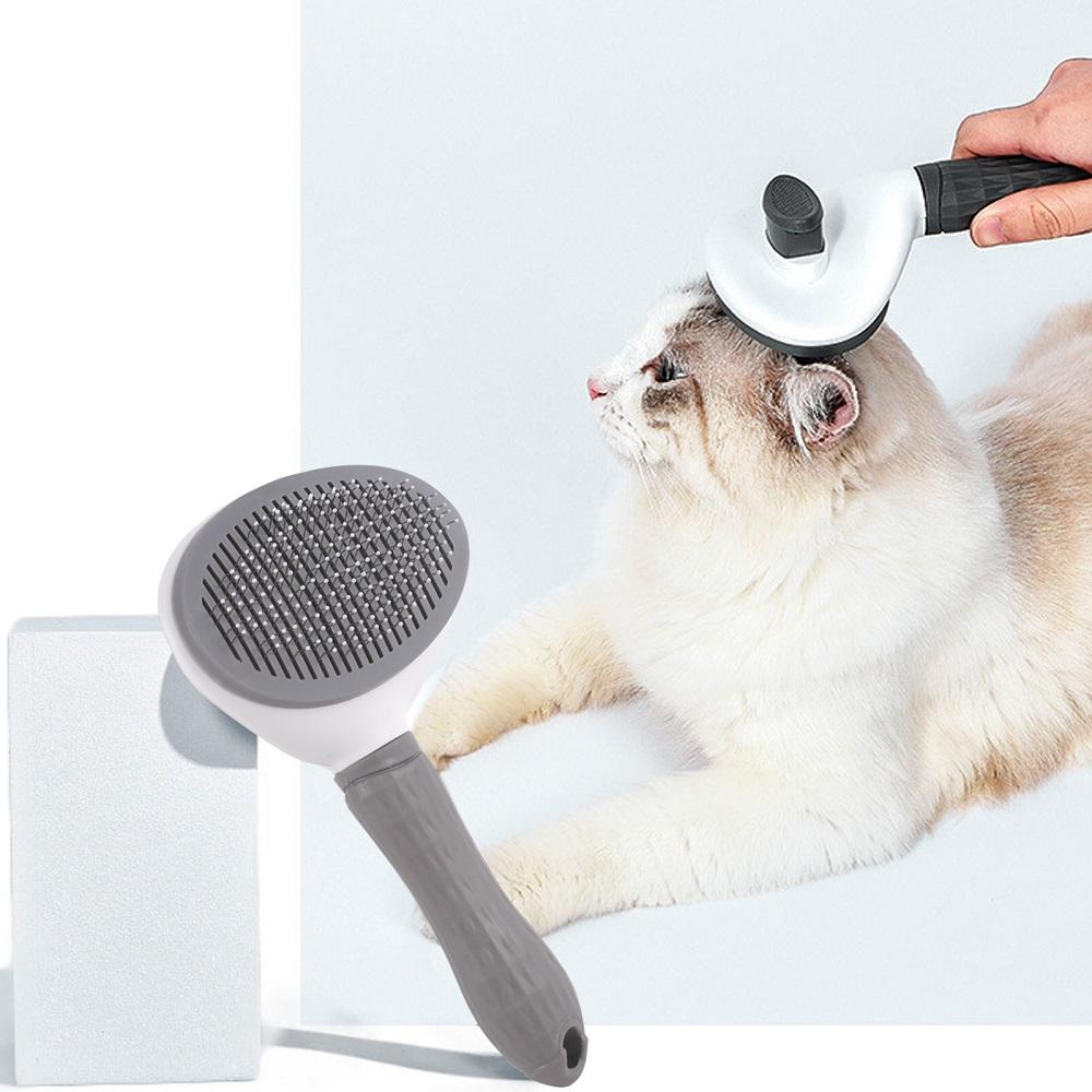 Pente para animais de estimação, pente automático para remoção de pelos, agulha de aço inoxidável, pente para gato, limpeza de produtos domésticos, remoção de pelos com um clique