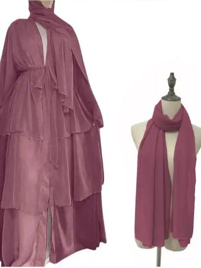 Chiffon Open Abaya Dubai Turkey Kaftan Muslim Cardigan Abayas Dresses For Women Casual Robe Kimono Femme Caftan Islam Clothing: S / Brown