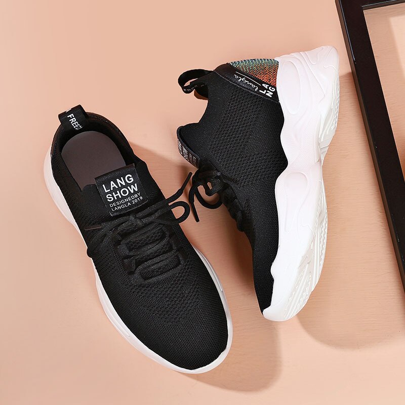 Sport Schuhe frauen Herbst/Winter Neue Kunst Fliegende gewebte Atmungs Alte Schuhe Erhöht Kleine Weiße Schuhe lässig Schuhe
