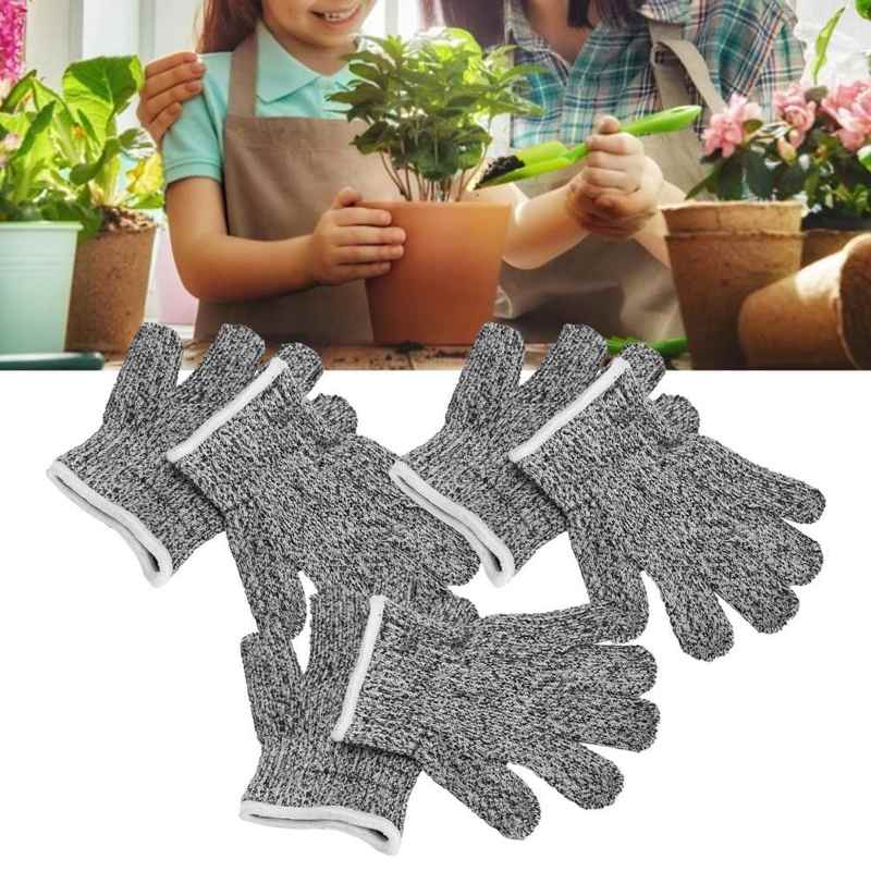 3 Pairs Kids Cutting Resistant Gloves Children Work Safety Protection Gloves for Gardening