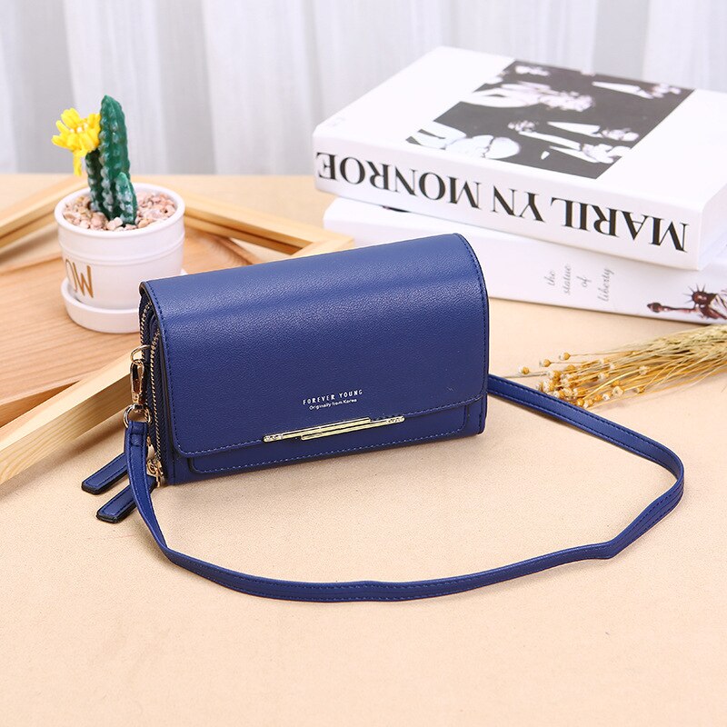 Luxus Leder Bote Taschen Frauen Kupplung Mini Crossbody Schulter Tasche Weiblichen Große Kapazität Telefon Tasche Damen Geldbörse Mit Reißverschluss: Blau 9061