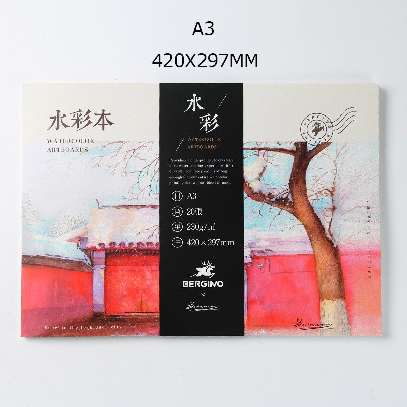 20 ark akvarel malebog 230g/m2 akvarel pad  a3/a4/a5 størrelse skitse håndmalet graffiti tegnebog kunst forsyninger: A3-20 ark