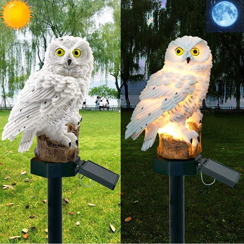 Led Solar Power Outdoor Tuin Waterdichte Uil Stake Lawn Licht Exterieur Night Lights Uil Vorm Zonne-energie Energia Lamp: 2 White