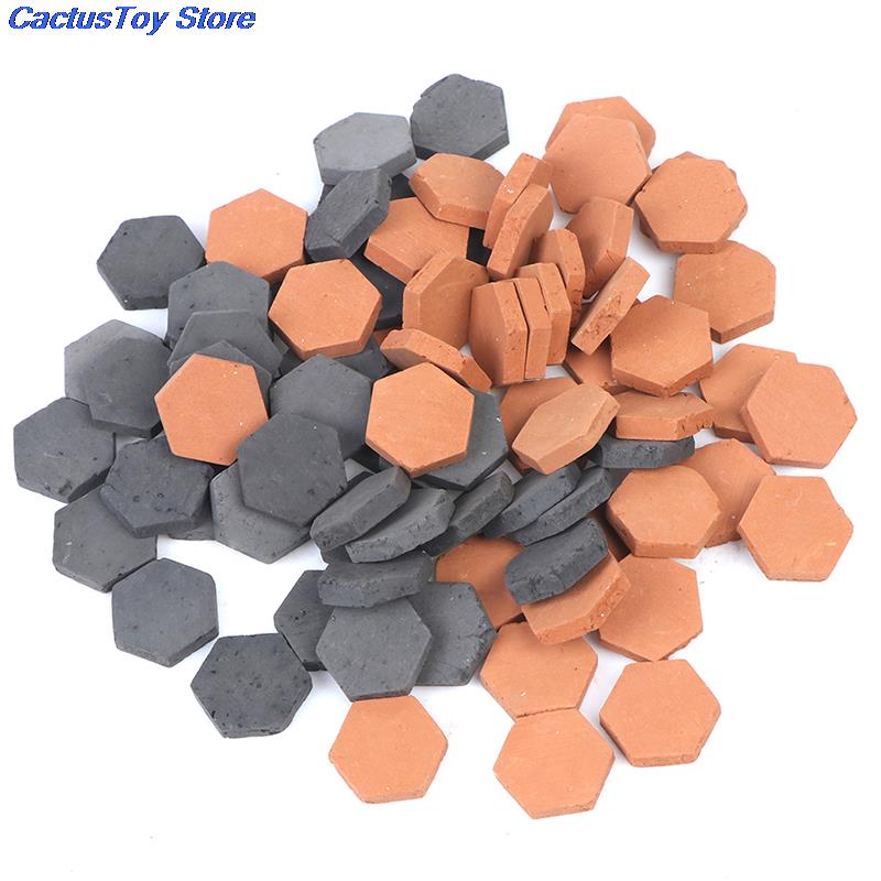 40PCS 1/16 Scale Simulation Miniature Hexagon Red Brick Model Toy MYPANDA