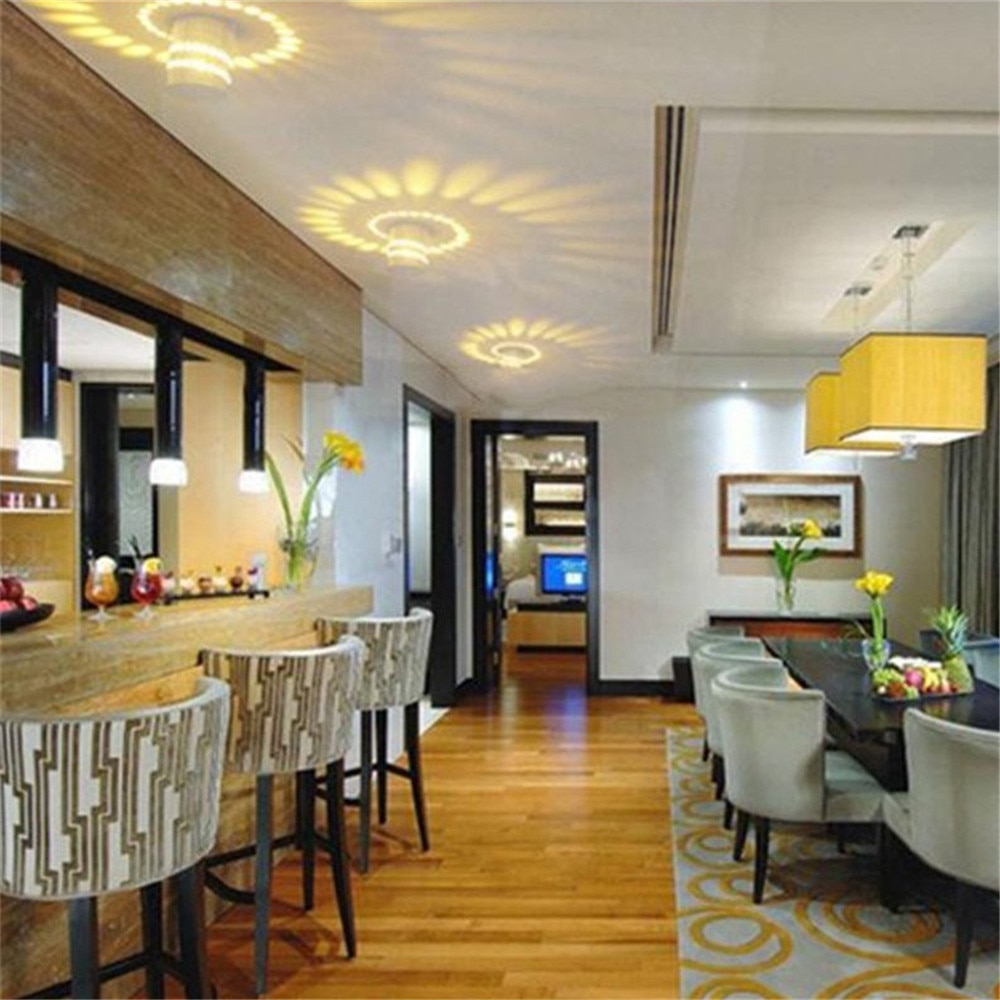 RGB Spiral Hole Led Wall Lamp 3W Dimmable Spiral Lamp With Remote Control Surface Install Mini Light For Game Room Bar