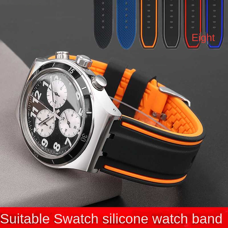 Correa de reloj de goma de 19mm, 20mm y 21mm para Swatch, correa de reloj para hombre YVS400 YVS451 YVB404, pulsera de silicona impermeable para deportes al aire libre